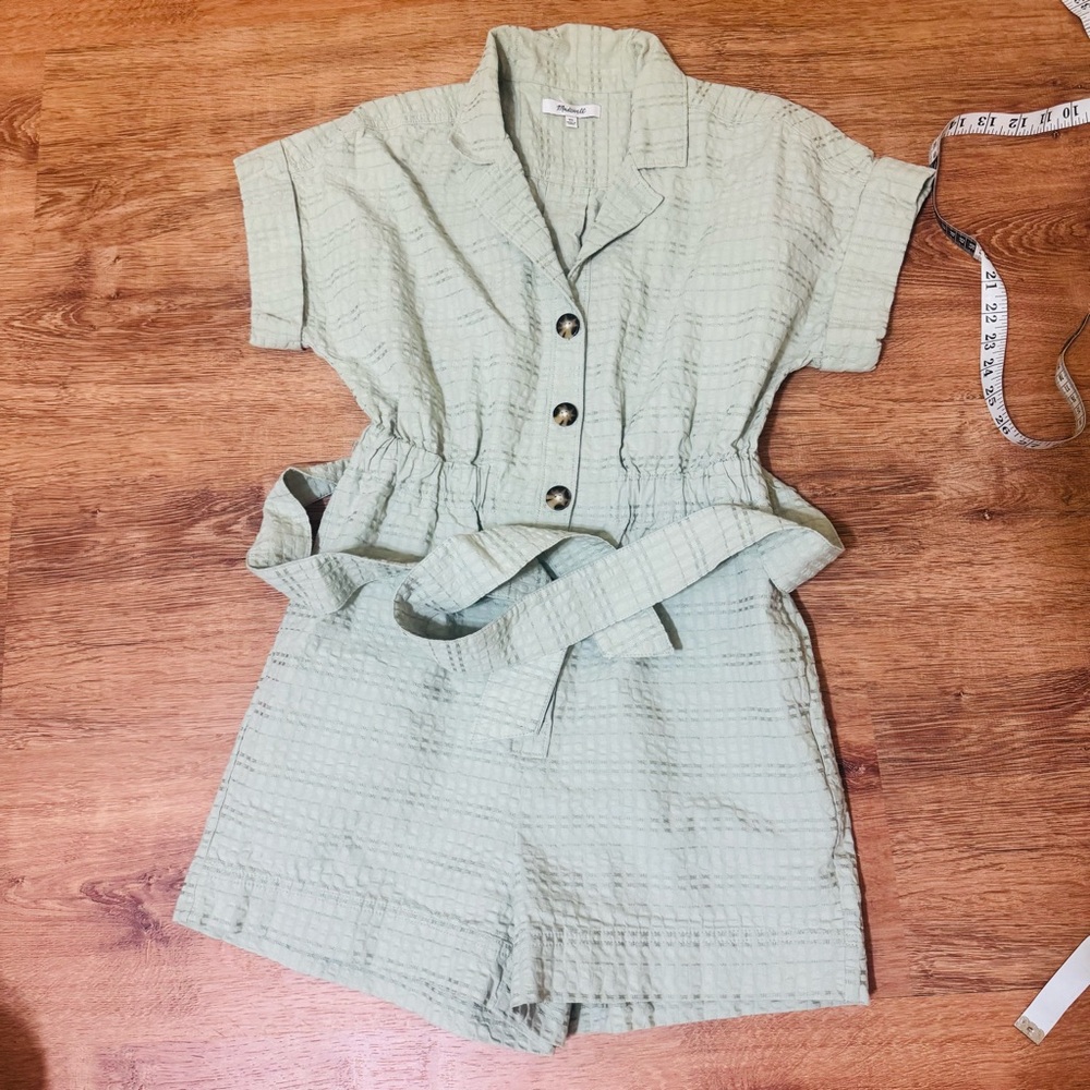 Light Green Button-Up Romper